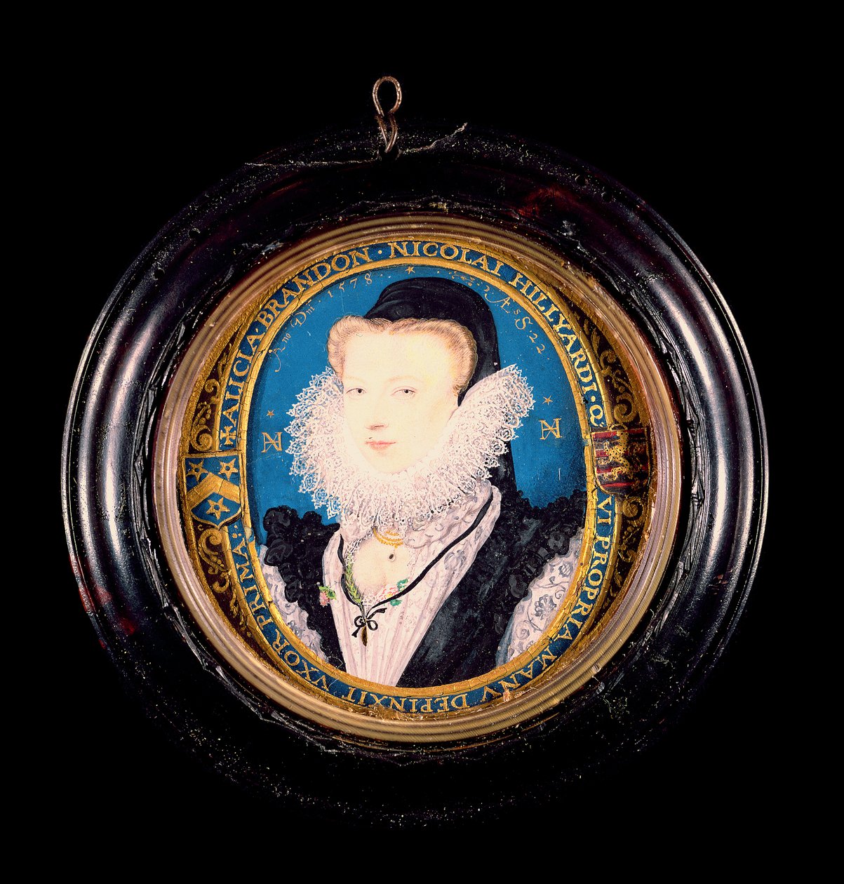 Alice Brandon, Sra. Hilliard, 1578 (wc em velino) de Nicholas Hilliard