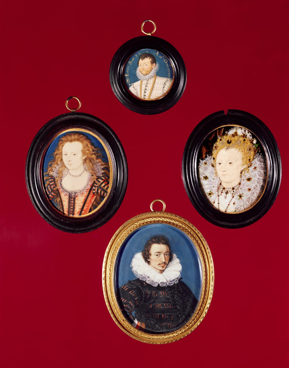Coleção de miniaturas: Francis Drake (agora na National Portrait Gallery, ver 1619); Elizabeth I (agora na National Portrait Gallery); Isaac Oliver; Elizabeth, Rainha da Boêmia de Nicholas Hilliard