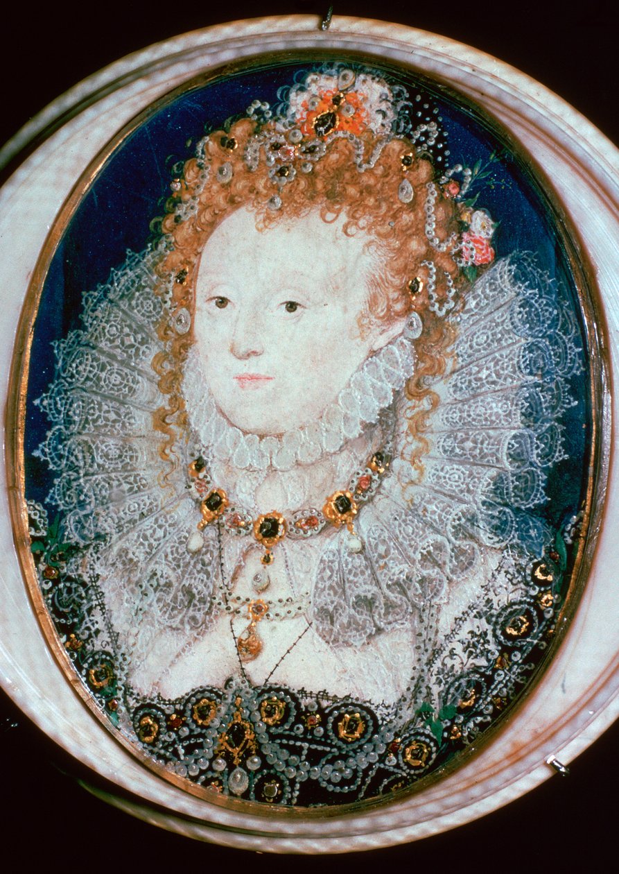 Retrato em miniatura da rainha Elizabeth I, século XVI de Nicholas Hilliard