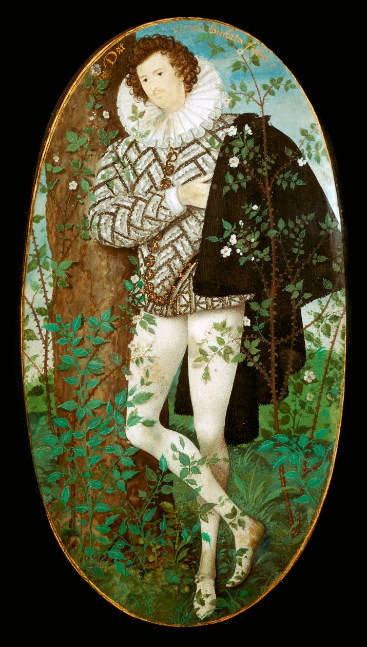 Retrato em miniatura de um jovem, século XVI de Nicholas Hilliard