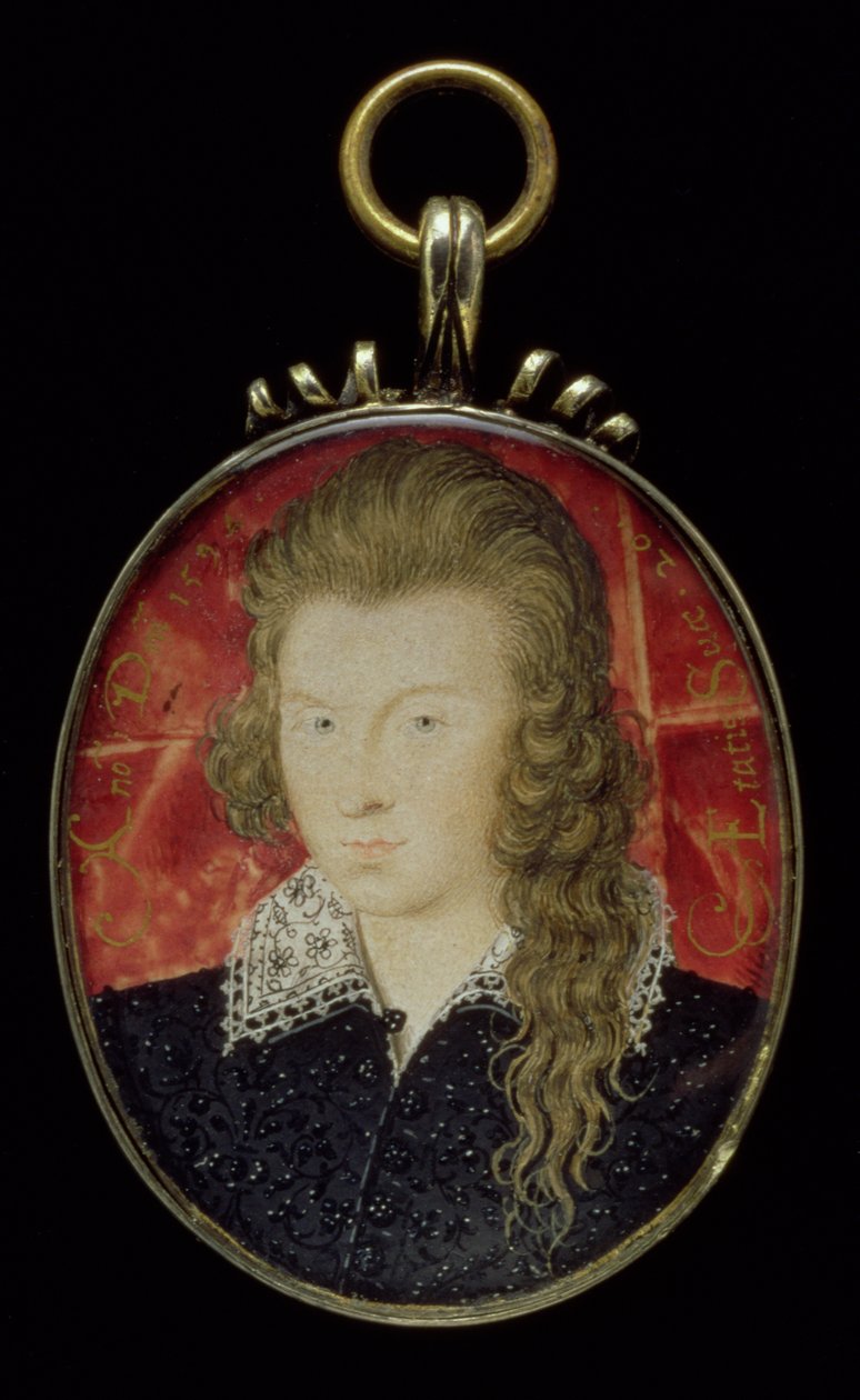 No.3856 Henry Wriothesley, 3.º Conde de Southampton (1573-1624), c.1594 (guache sobre velino) de Nicholas Hilliard