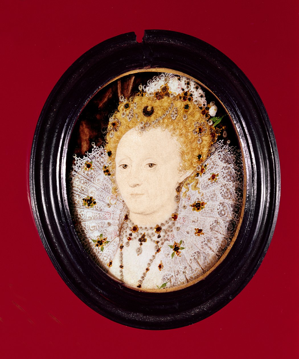 Retrato da Rainha Elizabeth I (aquarela sobre pergaminho) de Nicholas Hilliard