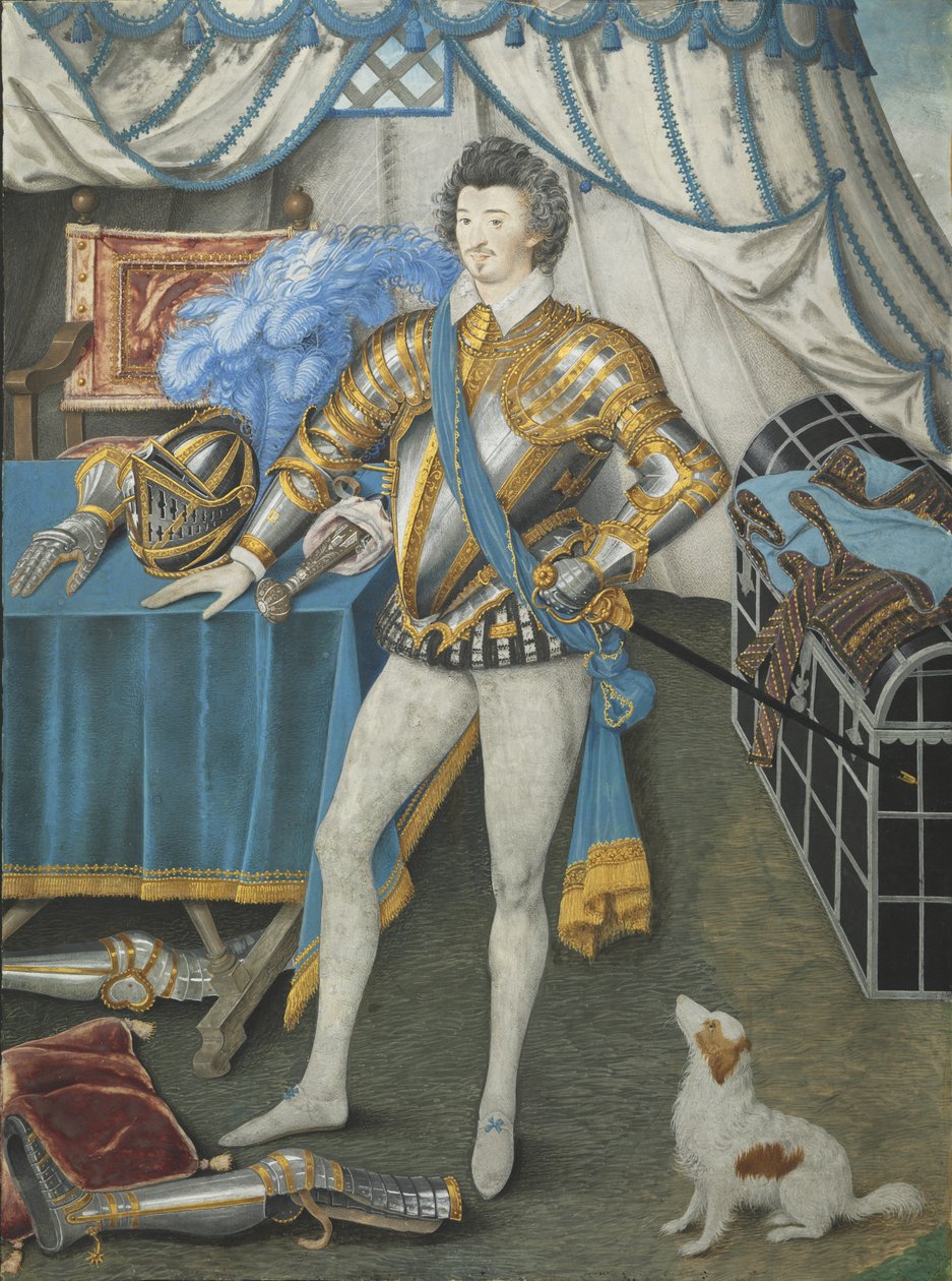 Retrato de Sir Anthony Mildmay, Cavaleiro de Apethorpe, Northants, c.1590-93 (wc em velino montado em cartão, montado em madeira) de Nicholas Hilliard