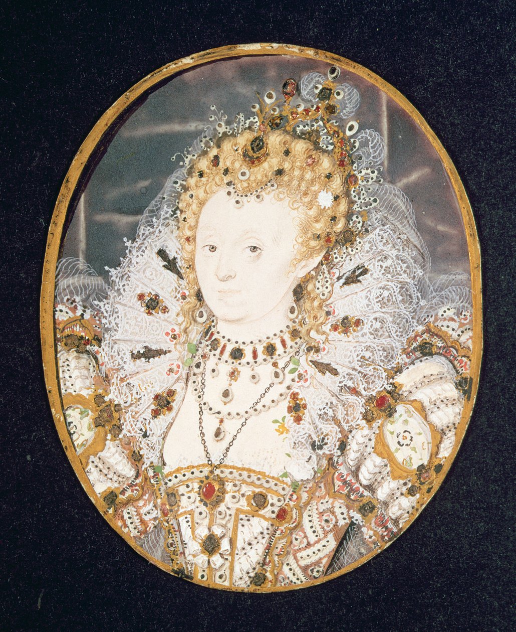 Rainha Elizabeth I, c.1595-1600 (wc em velino) de Nicholas Hilliard