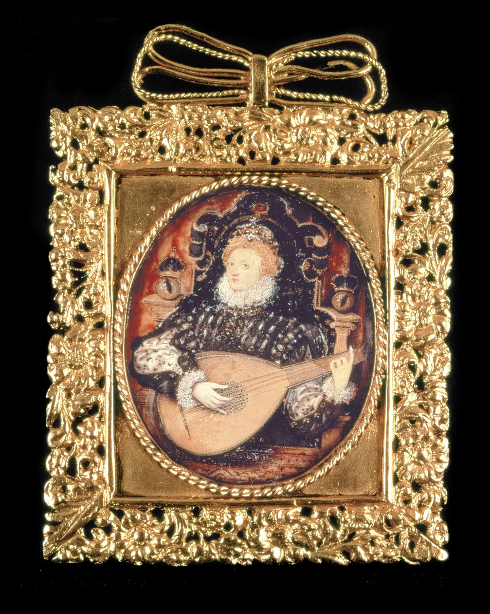 Rainha Elizabeth I tocando alaúde (veja também 3912) de Nicholas Hilliard