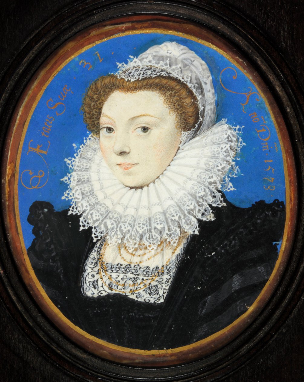 Mulher Desconhecida com um Boné de Renda de Nicholas Hilliard