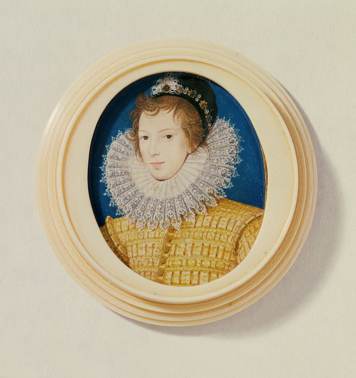 Jovem de Amarelo com Capota e Pena, c.1585-90 (wc em velino) de Nicholas Hilliard