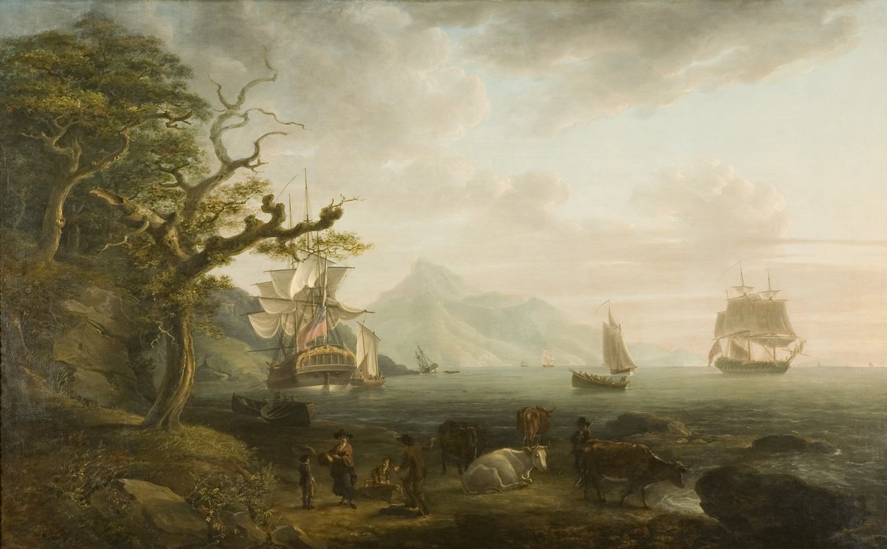 Uma vista de Nevis de São Cristóvão, 1790 de Nicholas Pocock