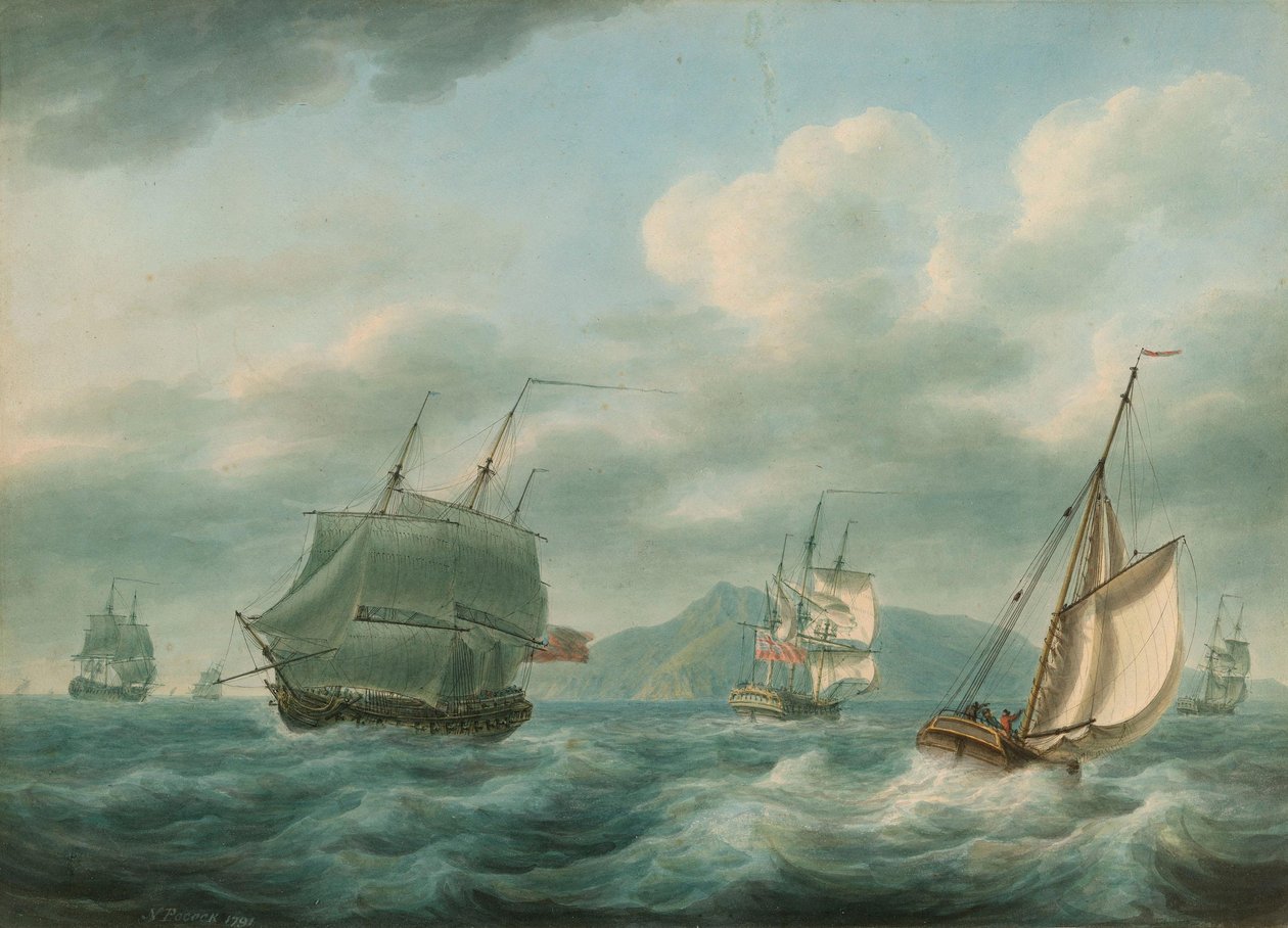 Navios de guerra britânicos com brisa fresca de Nicholas Pocock