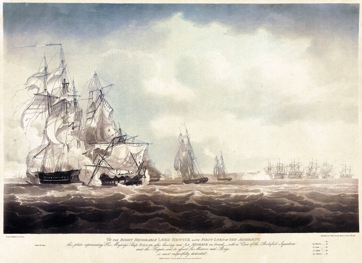 HMS "Pallas" depois de ter percorrido "La Minerve de Nicholas Pocock