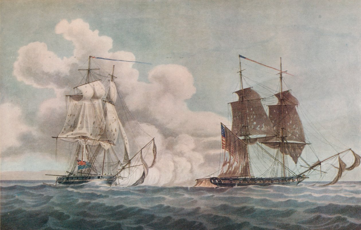 Barco de pacote e corsário, c1819 de Nicholas Pocock