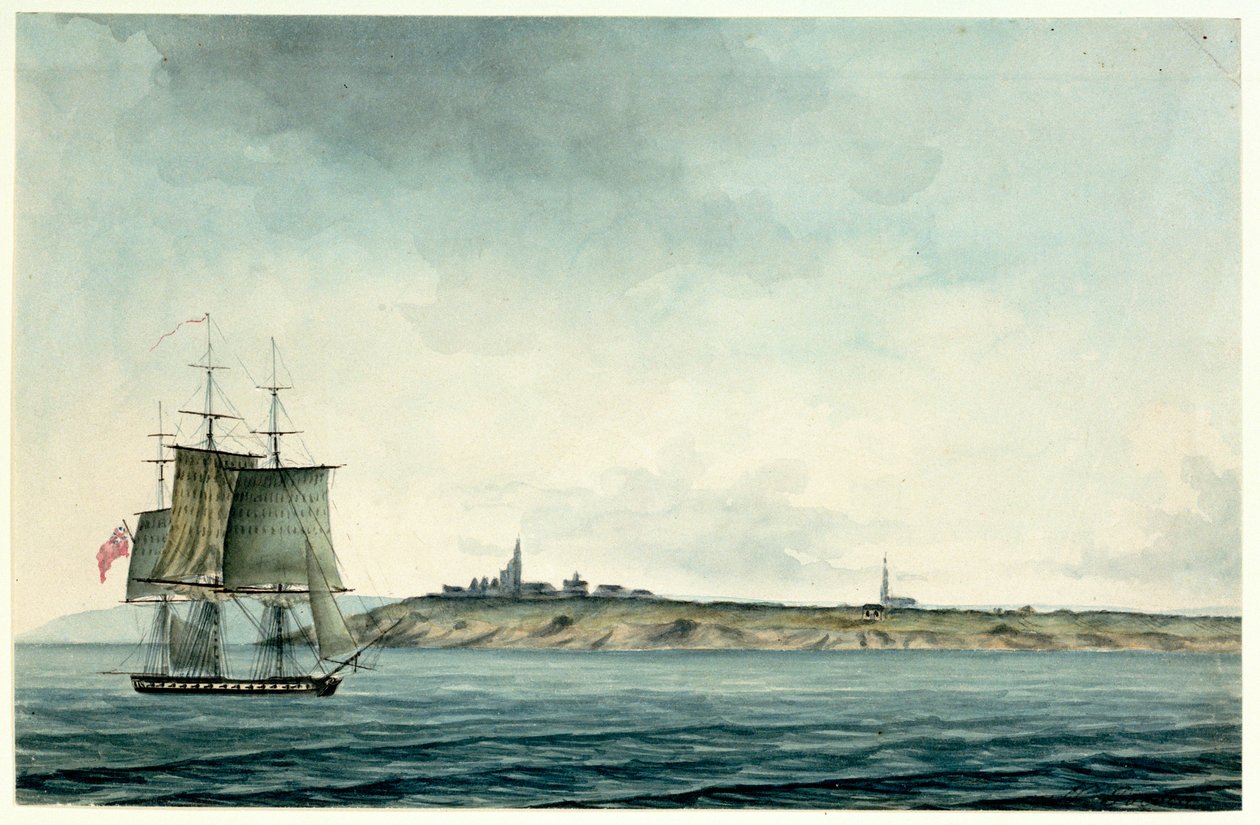 Navio HM de sexta categoria a navegar ao largo da costa inglesa de Nicholas Pocock