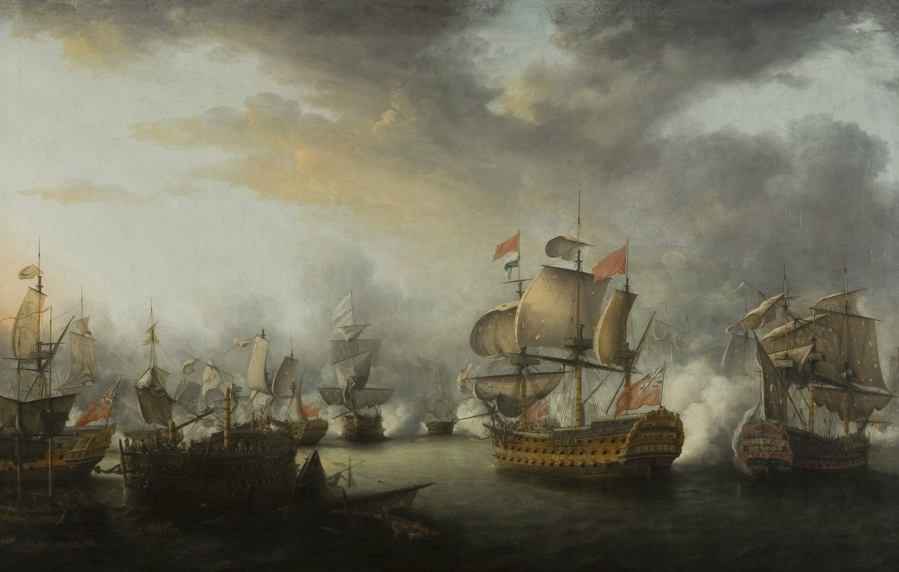 O Encerramento da Batalha dos Santos, c.1782 (óleo sobre tela) de Nicholas Pocock