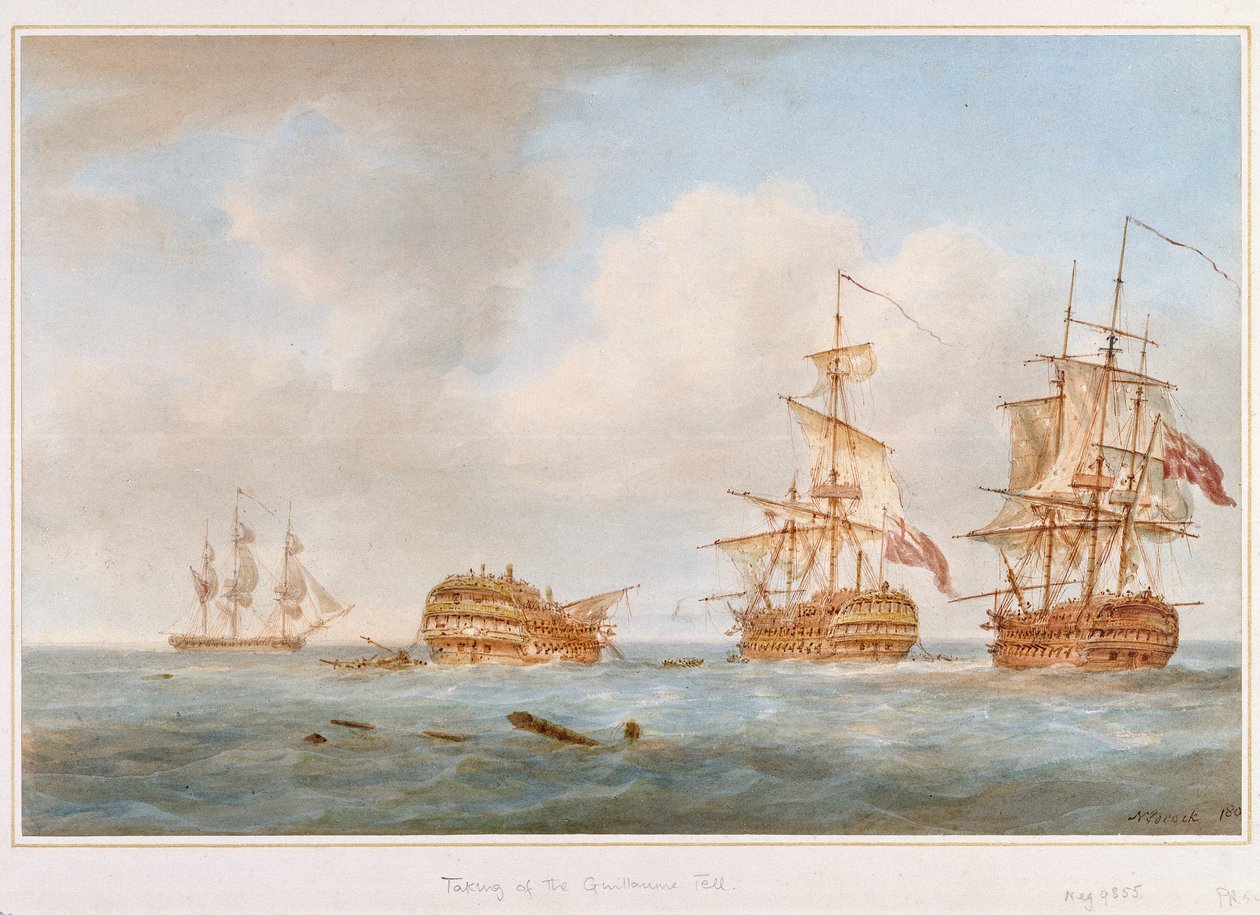 A captura do "Guillaume Tell", 31 de março de 1800 de Nicholas Pocock