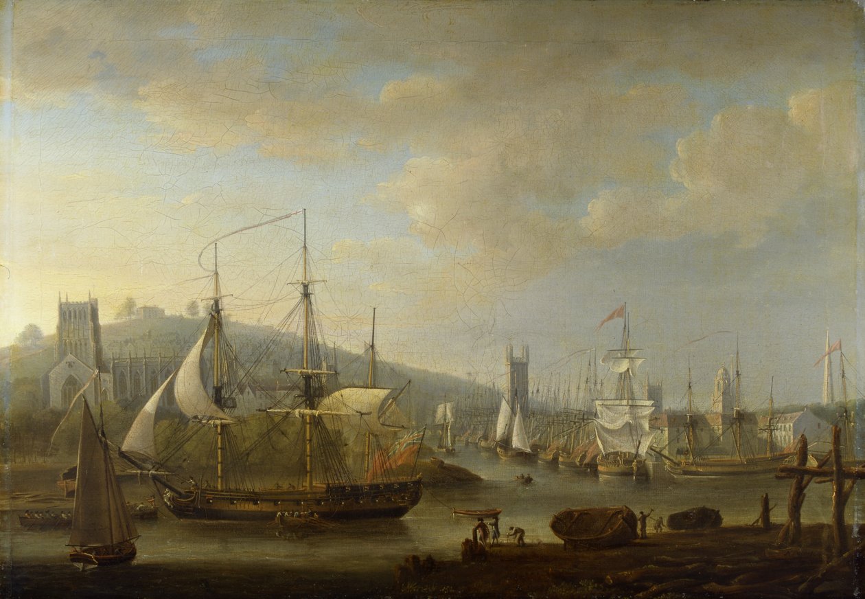 Vista do porto de Bristol mostrando a catedral de Nicholas Pocock