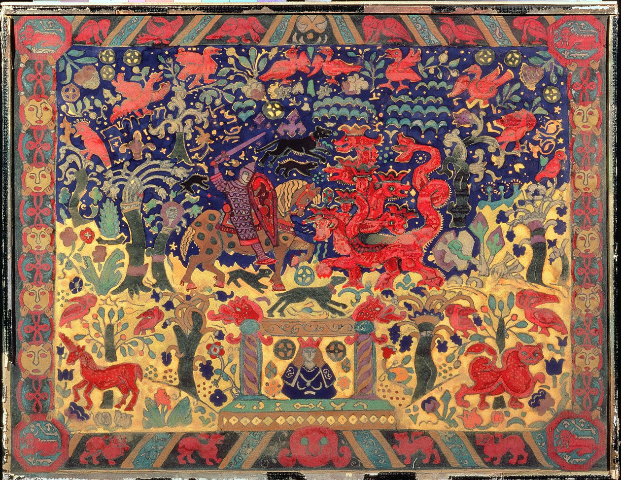 Batalha com o dragão, 1912 de Nicholas Roerich