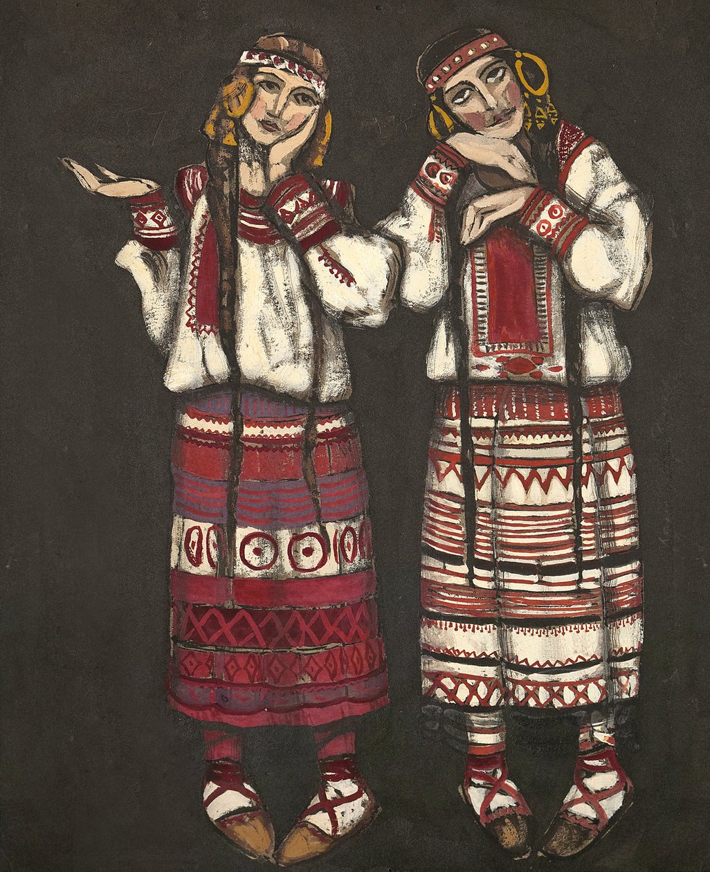 Figurino para o balé O Rito da Primavera Le Sacre du Printemps de I. Stravinski, 1930 de Nikolai Konstantinowitsch Roerich