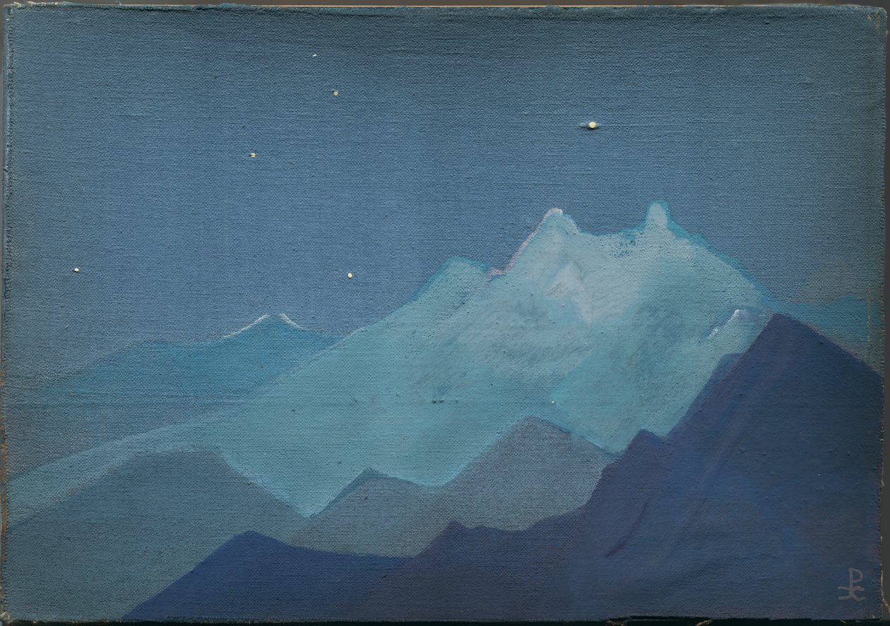 Himalaia, montanhas enluaradas, esboço, 1933 de Nicholas Roerich