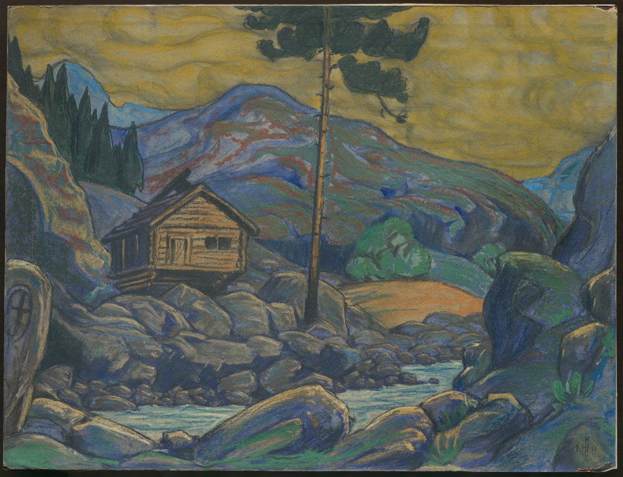 Cabana nas montanhas, decoração para o drama de Ibsen "Peer Gynt", 1911 de Nicholas Roerich