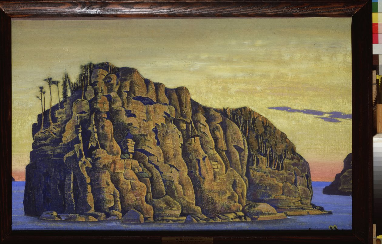 Ilha Sagrada (Ilha Sagrada). Obra de Nicholas Roerich (1874-1947), têmpera sobre tela de Nicholas Roerich