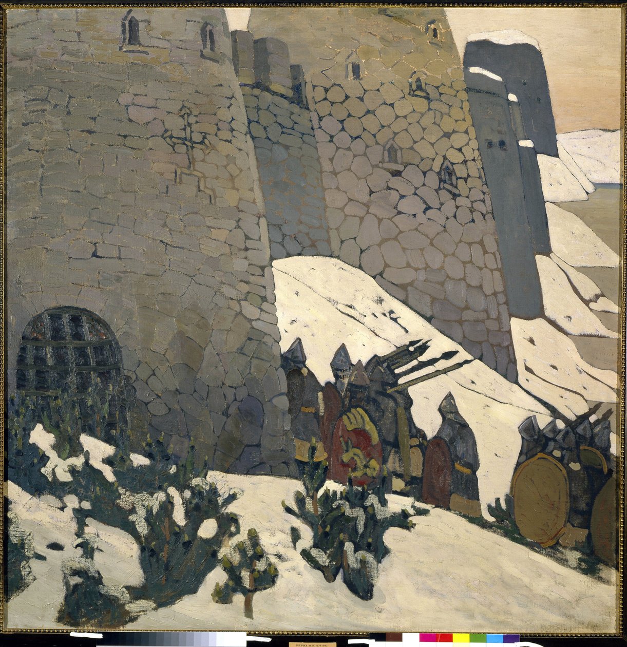 O Relógio. Pintura por Nicholas Roerich (1874-1947), óleo sobre tela de Nicholas Roerich