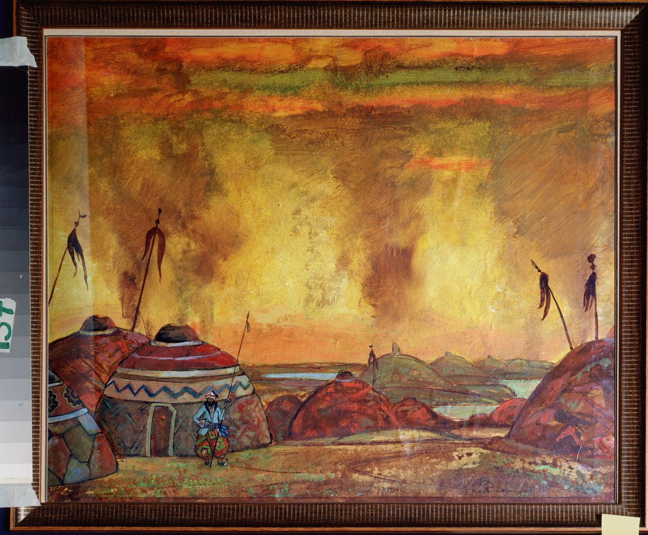 O campo de Polovtsien (ou Couman, Kouman). Decoração preparatória para a ópera ""Príncipe Igor"" de Alexandre Borodin (Borodin) (1833-1887). Obra de Nicolas (Nicholas) Roerich (1874-1947), têmpera sobre papel de Nicholas Roerich