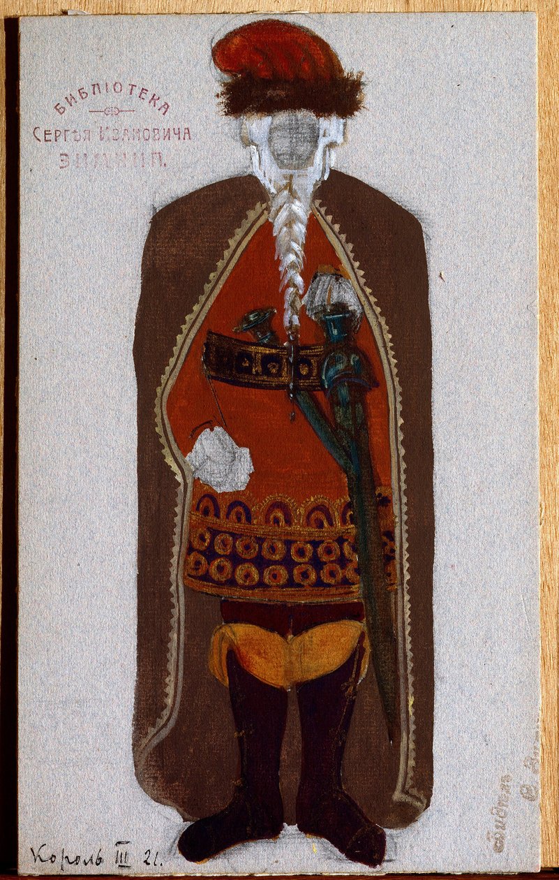 O Rei Marcos. Traje para a ópera Tristão e Isolda (ou Isolda ou Isolda) de Richard Wagner (1813-1883). Trabalho de Nicolas (Nicholas) Roerich (1874-1947), guache e aguarela sobre papel de Nicholas Roerich