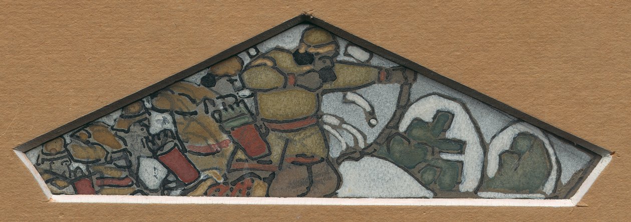 Esboço para a decoração triangular mais à esquerda do friso da majólica "Northern Life", 1905 de Nicholas Roerich