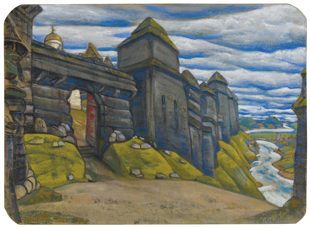 Cenografia para a ópera Prince Igor de A. Borodin de Nikolai Konstantinowitsch Roerich