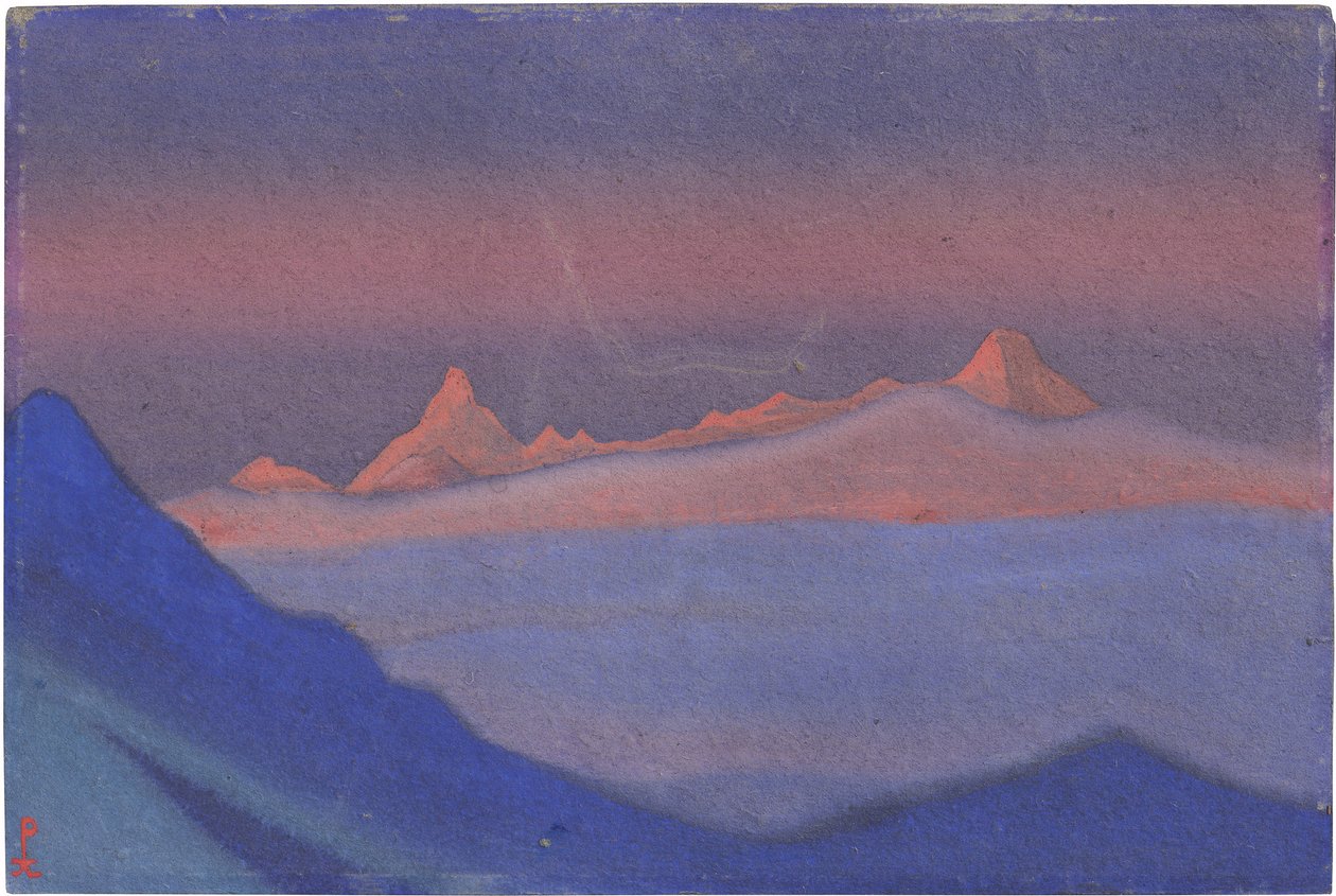 Tangla La par Roerich, Nicholas (1874-1947). Tempera em cartão, tamanho : 30,5x45,7 de Nicholas Roerich