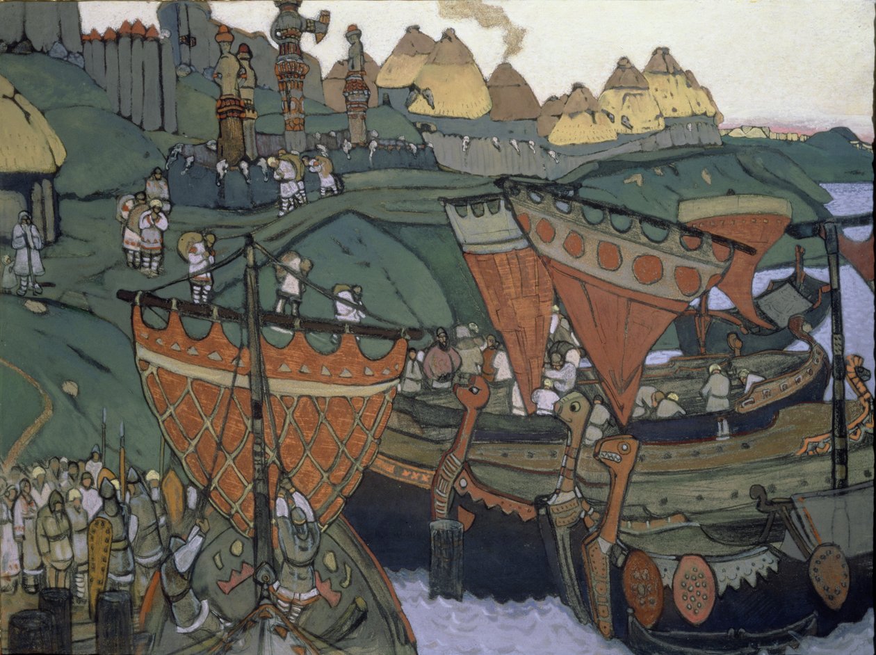 Os eslavos no rio Dnieper, 1905 de Nicholas Roerich