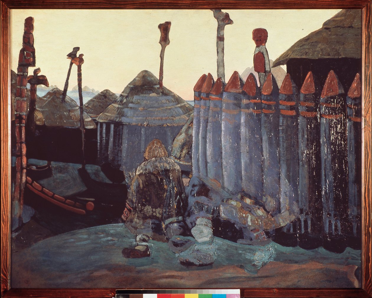 Um monte pagão (Idade Média, Ucrânia). Trabalho de Nicolas (Nicholas) Roerich (1874-1947), tempera a bordo de Nicholas Roerich