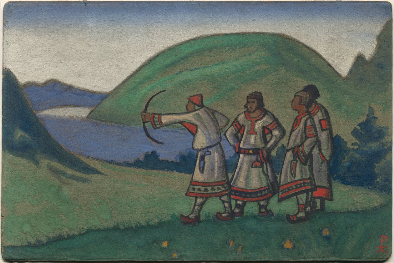 Juventude, decoração e figurinos do ballet de Stravinsky "O Rito da Primavera", 1944 de Nicholas Roerich