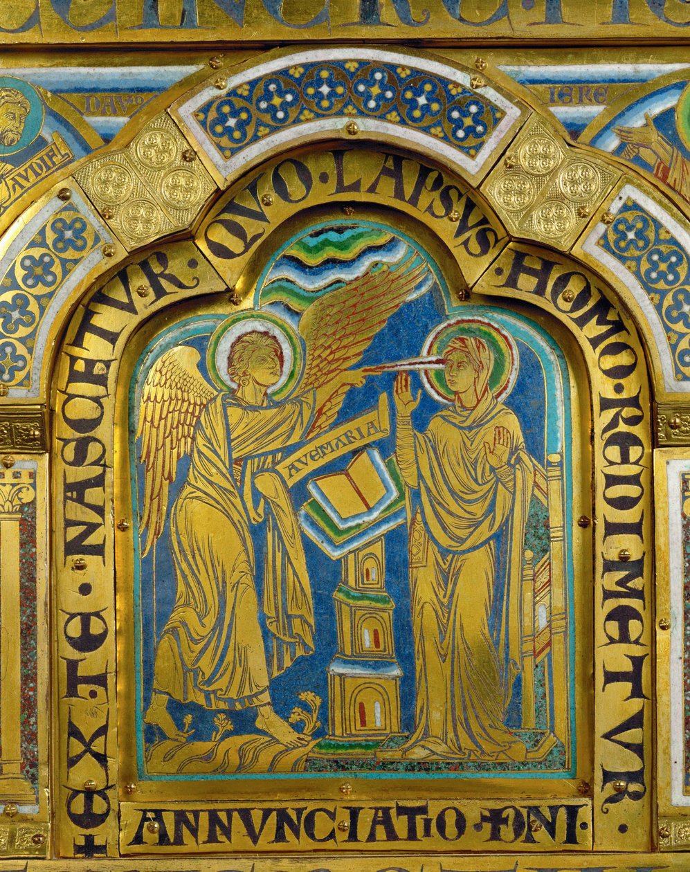 A Anunciação, do Altar de Verdun ... de Nicholas of Verdun