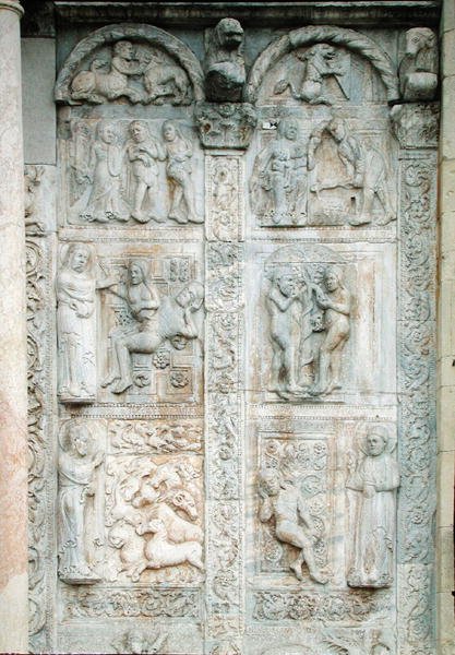 A história de Adão e Eva, do lado sul da varanda oeste, c.1120-38 (mármore) de Nicholaus Nicholaus