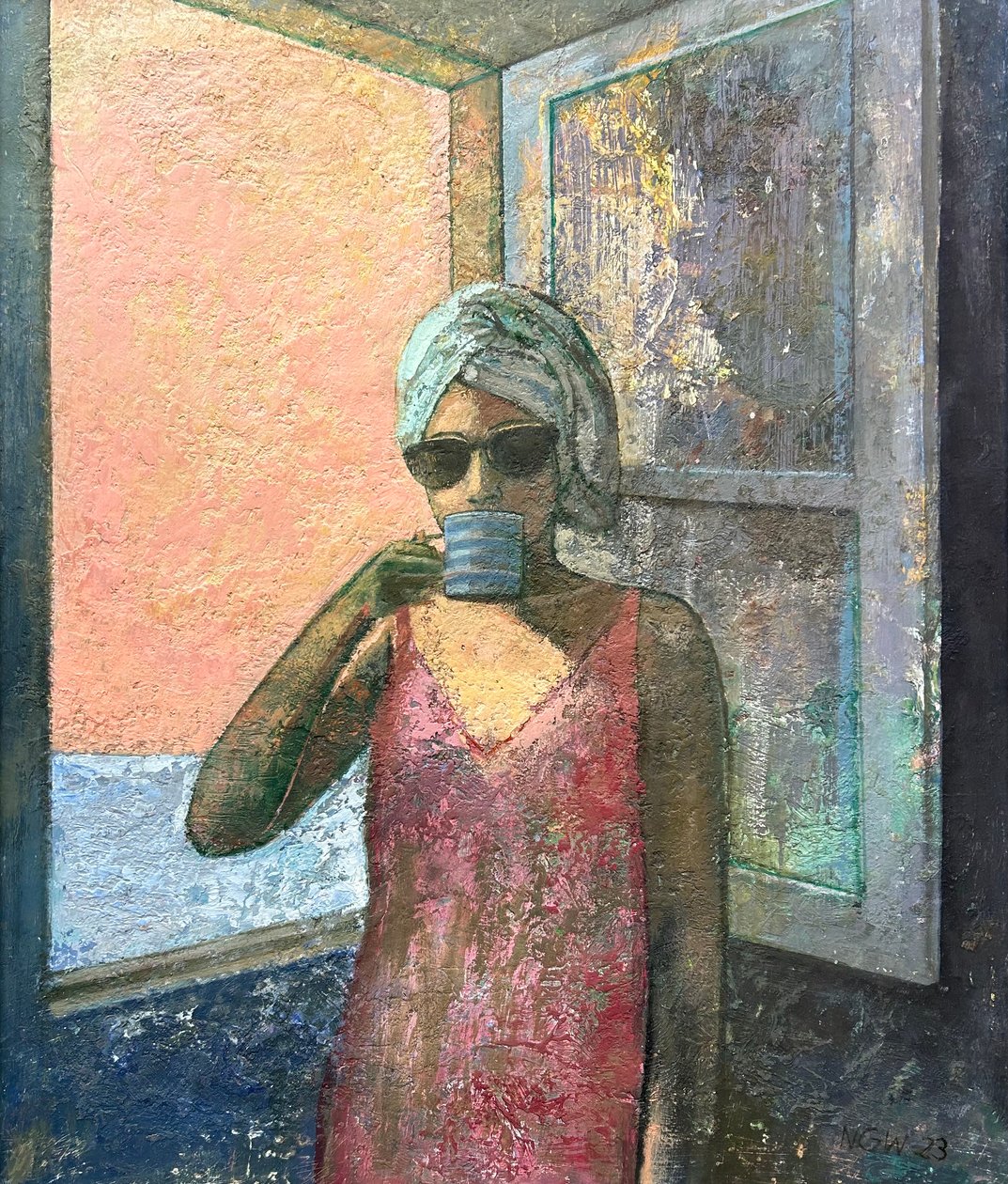 Americano, 2023-23 (óleo sobre tábua) de Nick Williams