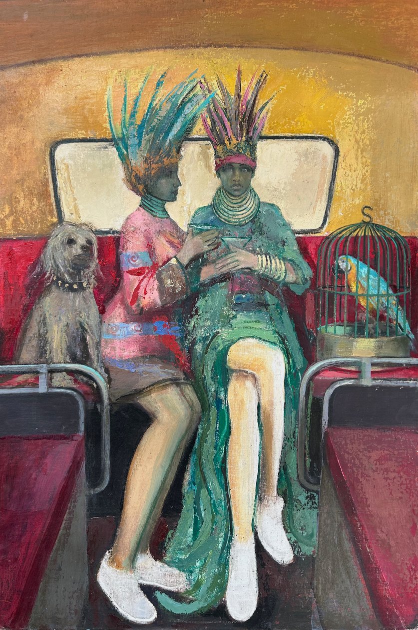 Happy Hour, 2019-23 (óleo sobre tábua) de Nick Williams