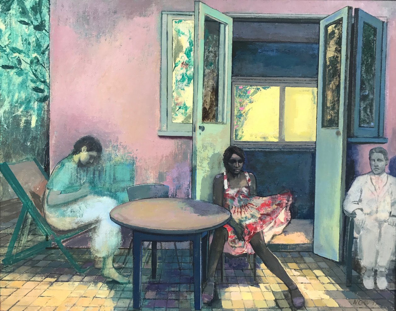 Choque de conchas, 2016-23 (óleo sobre tábua) de Nick Williams