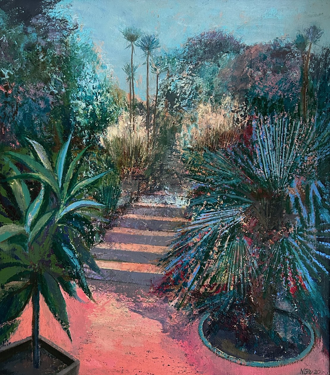Jardim afundado, 2020-23 (óleo sobre tábua) de Nick Williams