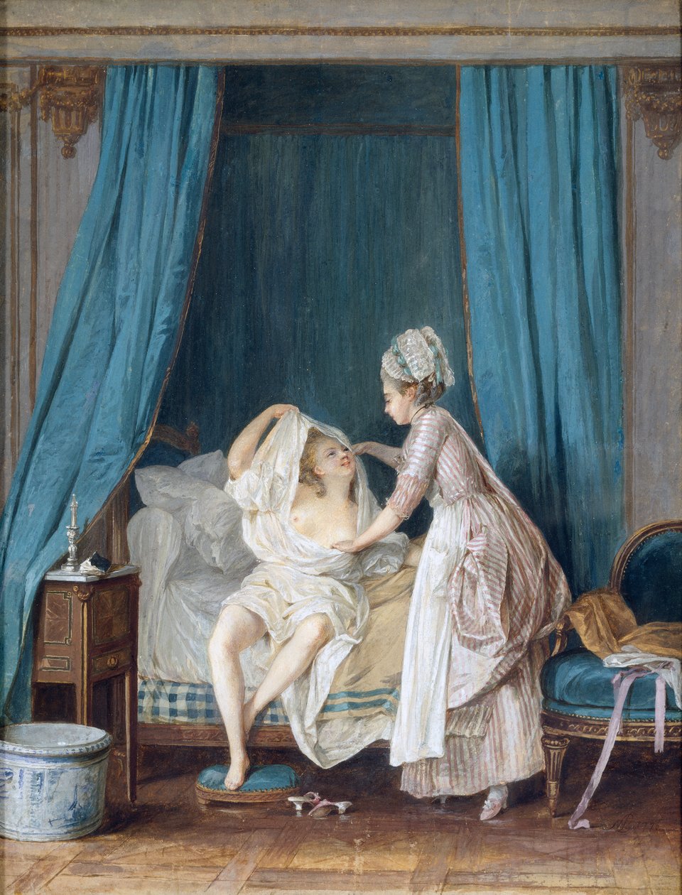 Senhora saindo da cama, 1776 de Niclas II Lafrensen