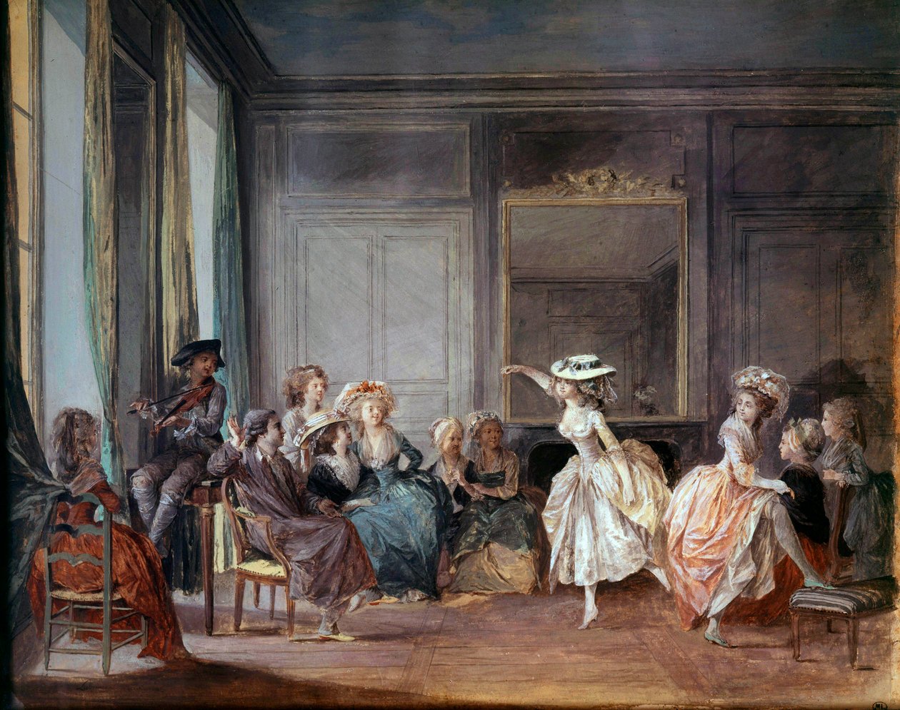 A aula de dança. Gouache de Niclas II Lafrensen