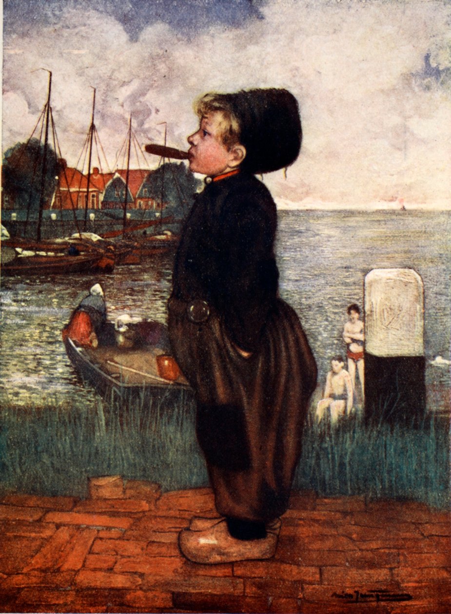 Um menino fumando, Volendam, 1904 de Nico Jungman