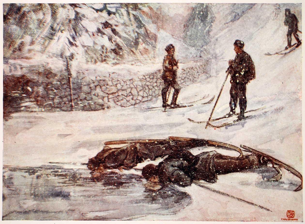 Esquiadores bebendo Goosewine, 1905 de Nico Jungman