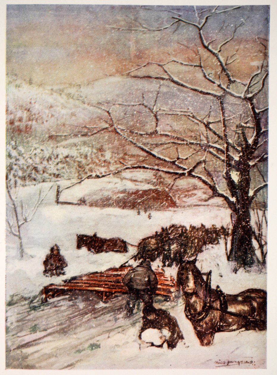 Arado de neve desenhado por oito ou dez cavalos, 1905 de Nico Jungman
