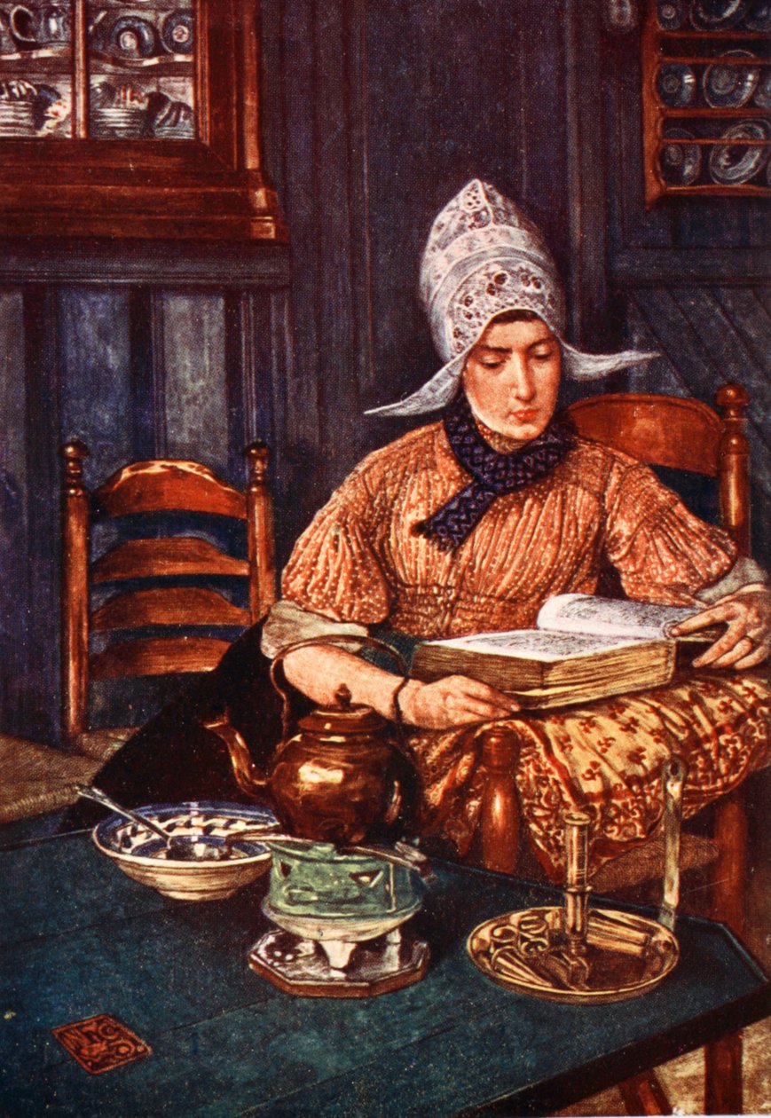 Interior com mulher a ler um livro 1904 de Nico Jungman