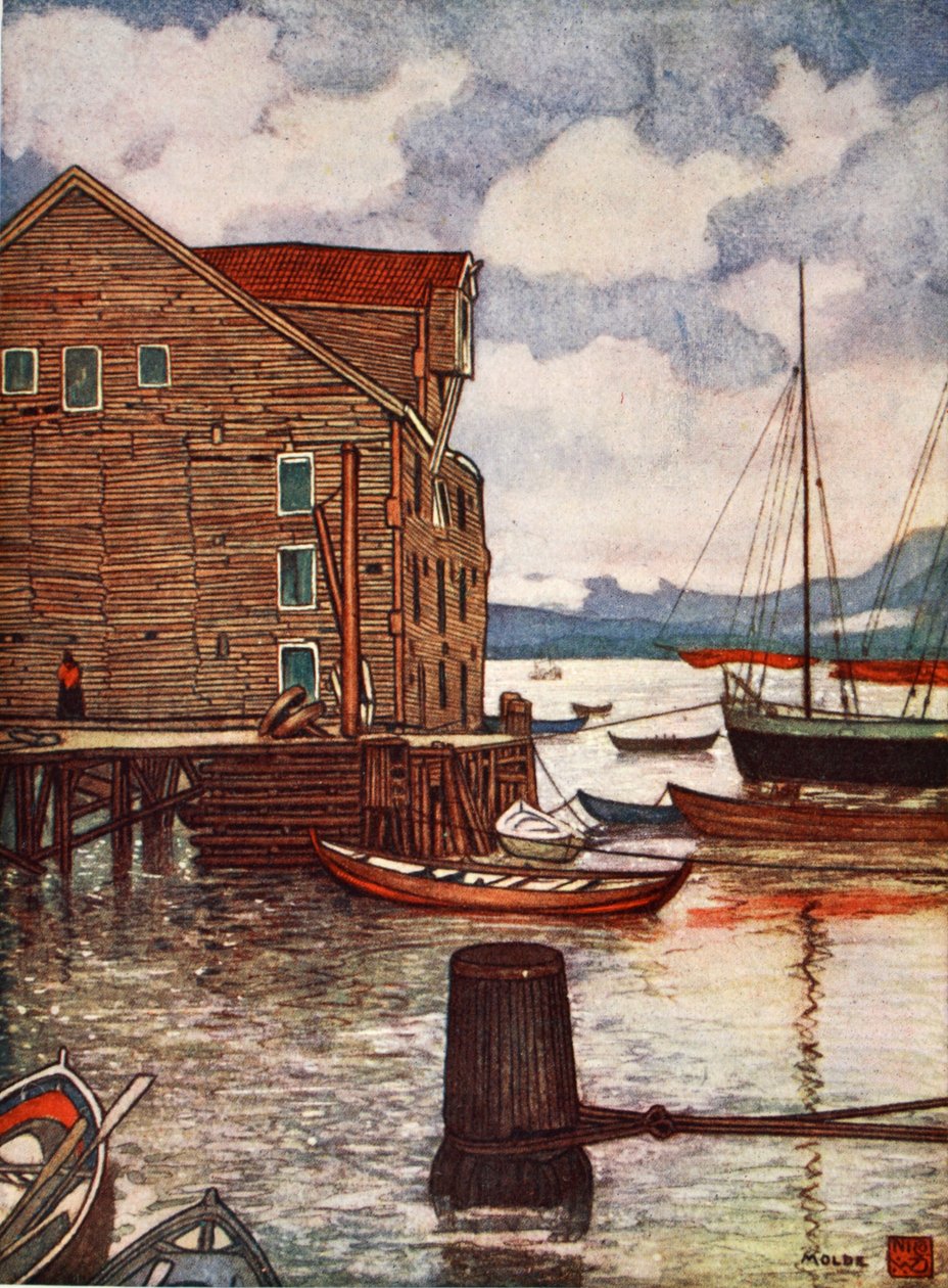 Antigo Armazém e Barcos, Molde, 1905 de Nico Jungman
