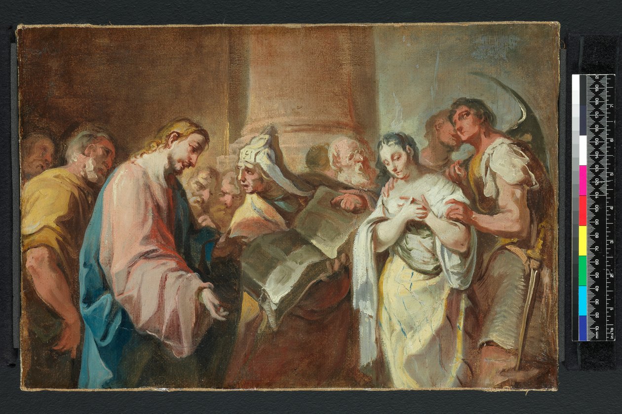A Mulher Tirada em Adultério, antes de 1750 (óleo sobre tela) de Nicolò (attr. to) Grassi