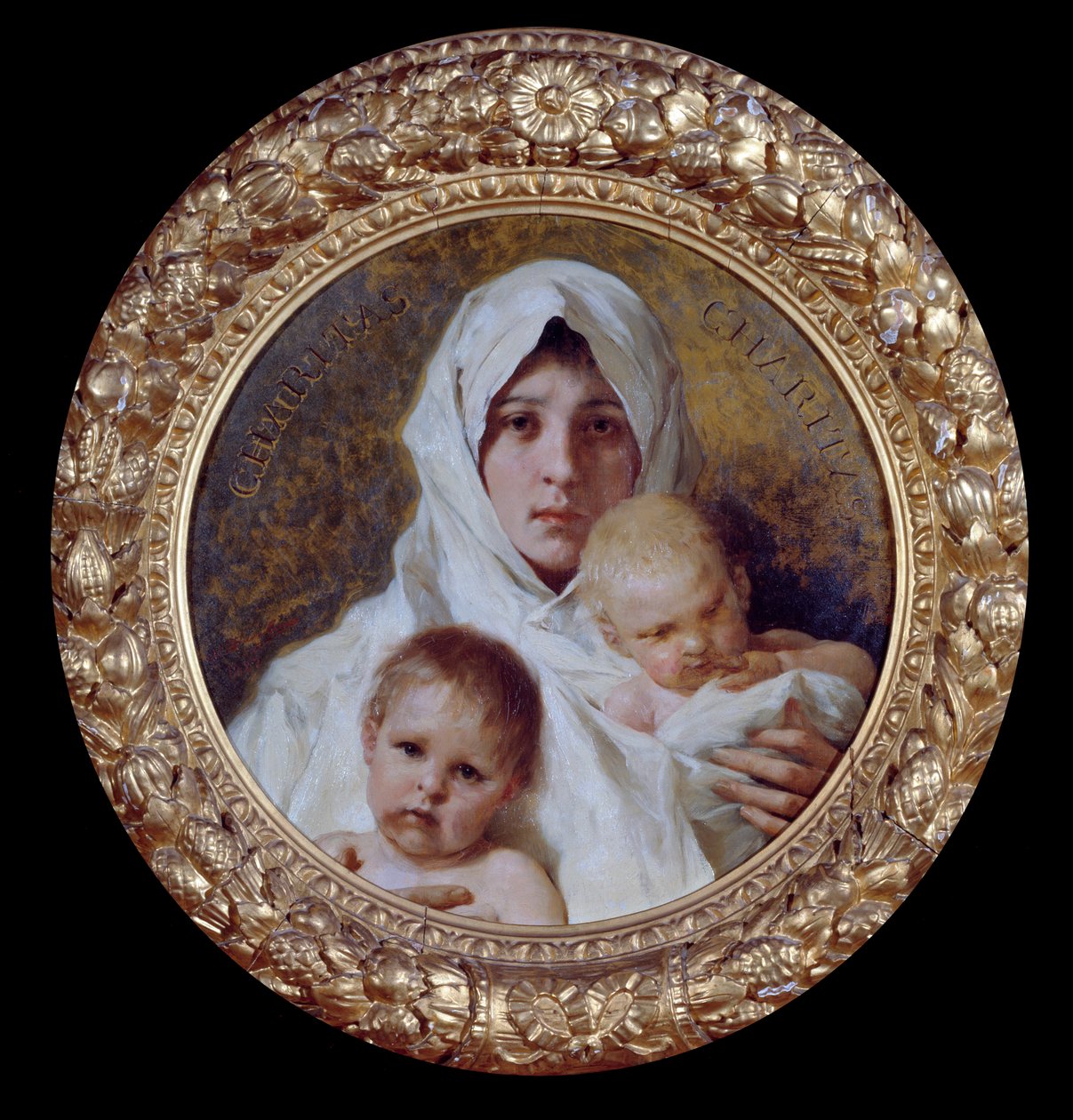 Alegoria da caridade Mulher com dois filhos (óleo sobre tela de Nicolo Barabino