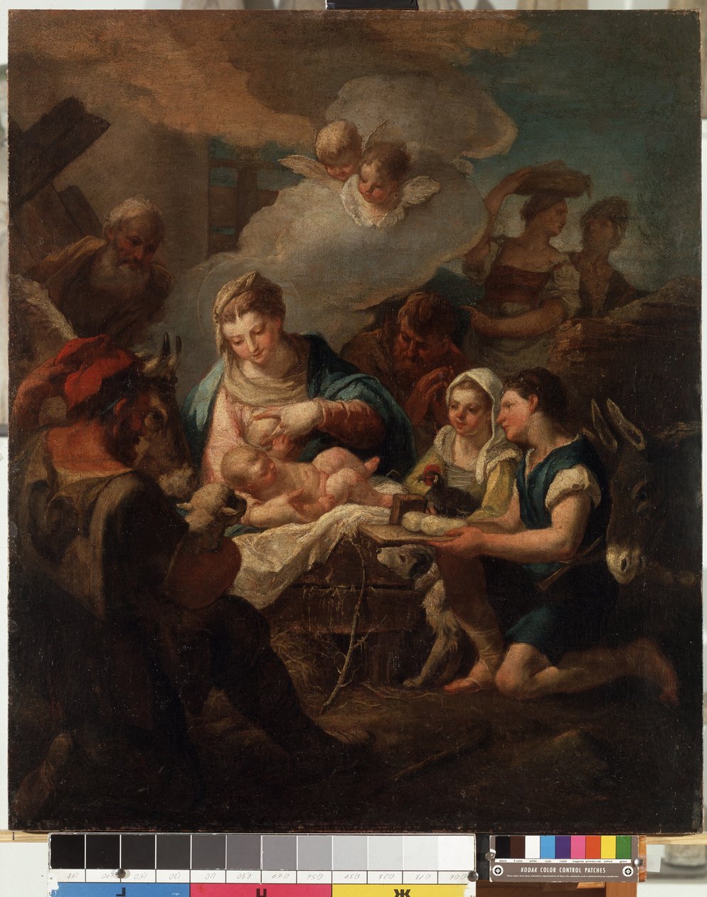 "A Adoração da Criança Cristo" Pintura de Nicola Grassi (1682-1748) Século XVIII Mikalojus Konstantinas Ciurlionis Museum of Fine Arts, Kaunas, Lituânia de Nicolò Grassi