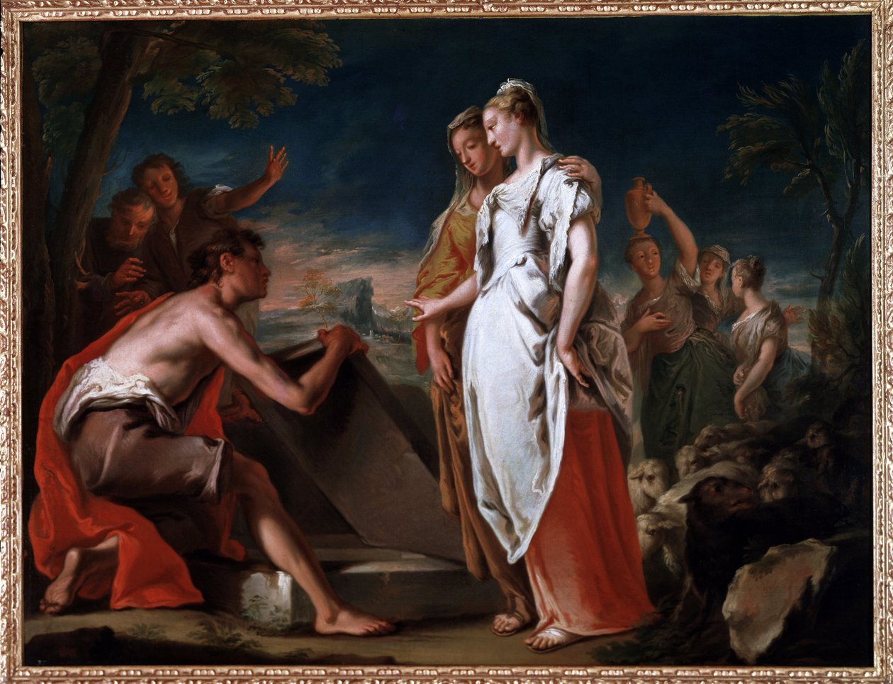 Encontro de Jacob e Raquel (óleo sobre tela de Nicolò Grassi